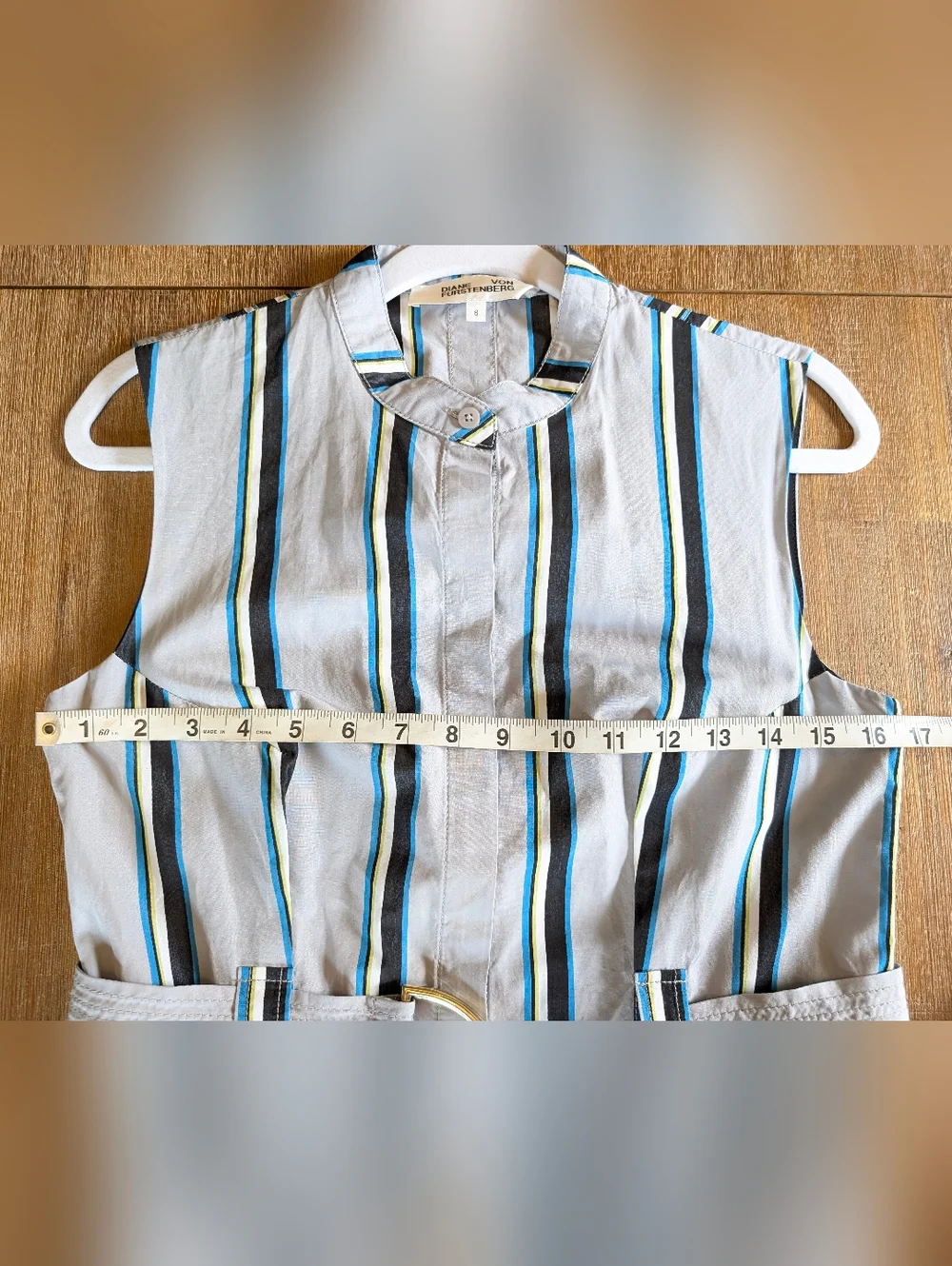 Diane von Furstenberg DVF Striped Belted Maxi Shirtdress – Size 8 – Like New - Picture 11 of 16